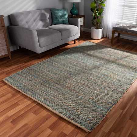 BAXTON STUDIO Michigan Modern and Contemporary Blue Handwoven Hemp Blend Area Rug 188-11840-ZORO